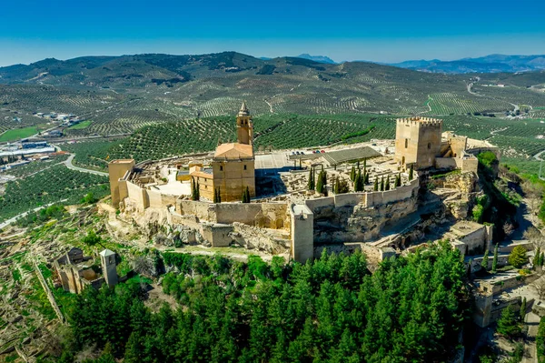 Alcala Real Panorama Uitzicht Middeleeuwse Burcht Een Heuvel Uit Arabische — Stockfoto