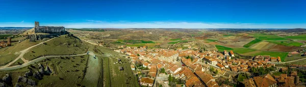 Panorama Aérien Atienza Avec Ciel Bleu Château Médiéval Ruine Ville — Photo