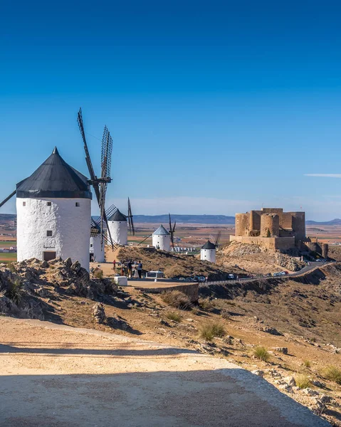 Consuegra Castle Windmills Aerial View Blue Sky Mancha Spain Famous — Stock Photo, Image