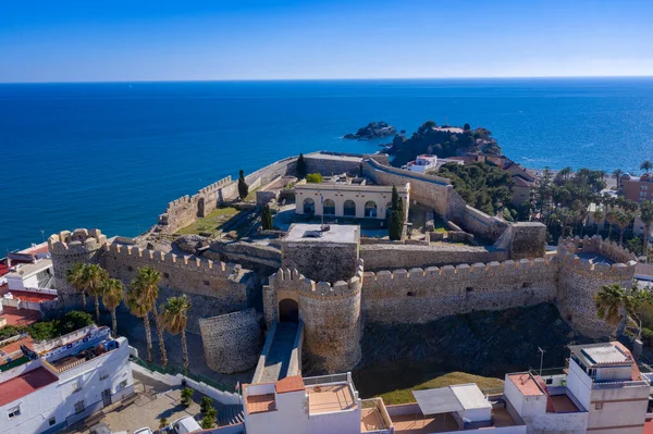 Castelo Salobrena Colina Longo Mar Mediterrâneo Andaluzia Espanha Panorama Aéreo — Fotografia de Stock