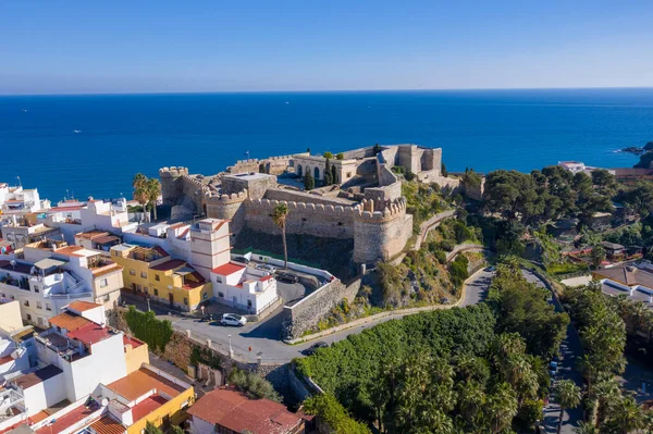 Castelo Salobrena Colina Longo Mar Mediterrâneo Andaluzia Espanha Panorama Aéreo — Fotografia de Stock