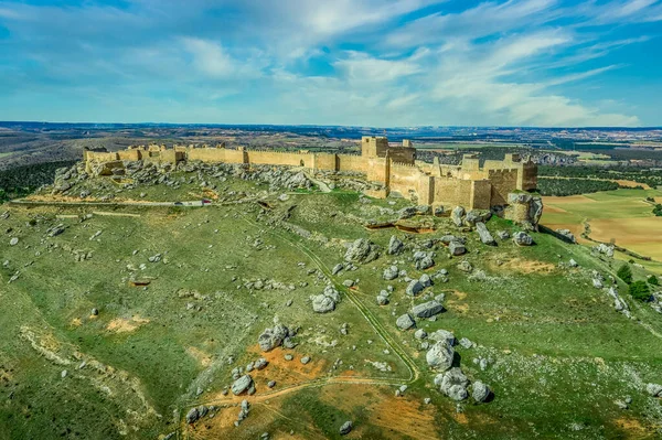 Letecké Panorama Hradu Gormaz Sorii Španělsko Nad Řekou Duero Jeden — Stock fotografie