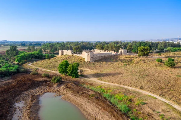 Vue Aérienne Château Antipatrus Forteresse Binar Bashi Ottoman Près Fleuve — Photo