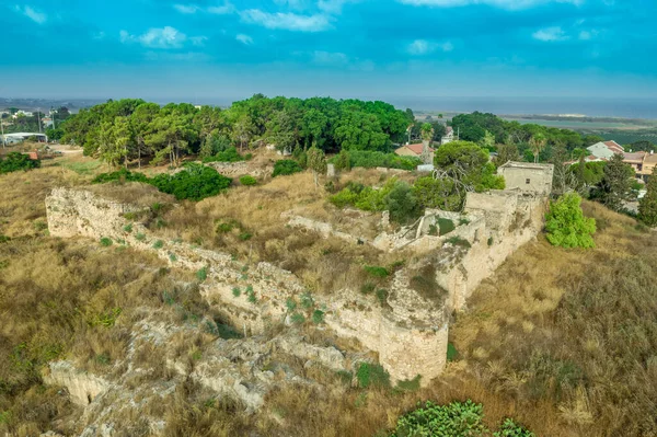 Aerial View Cafarlet Medieval Crusader Castle Haifa Tel Aviv Israel — Stock Photo, Image