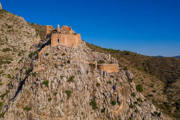 Gökyüzü Mavi Olan Castellon Spanya Yakınlarındaki Ortaçağ Borriol Tepesi Şatosu — Stok fotoğraf