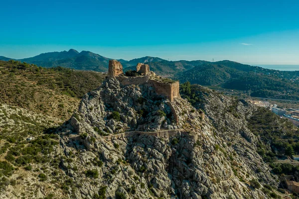 Gökyüzü Mavi Olan Castellon Spanya Yakınlarındaki Ortaçağ Borriol Tepesi Şatosu — Stok fotoğraf