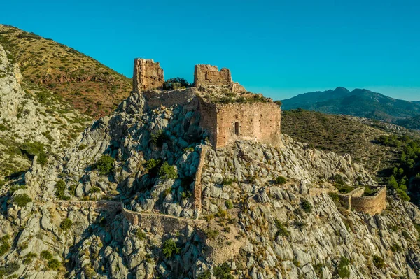 Gökyüzü Mavi Olan Castellon Spanya Yakınlarındaki Ortaçağ Borriol Tepesi Şatosu — Stok fotoğraf