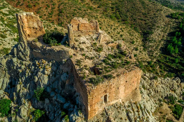 Gökyüzü Mavi Olan Castellon Spanya Yakınlarındaki Ortaçağ Borriol Tepesi Şatosu — Stok fotoğraf