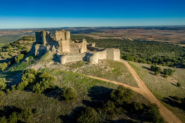 Veduta Aerea Della Rovina Medievale Del Castello Pueble Almenara Cuenca — Foto Stock