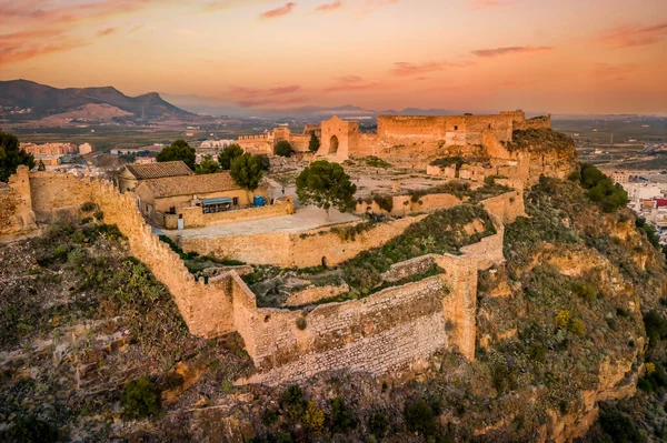 Vue Aérienne Coucher Soleil Sur Forteresse Sagunto Sagunt Près Valence — Photo