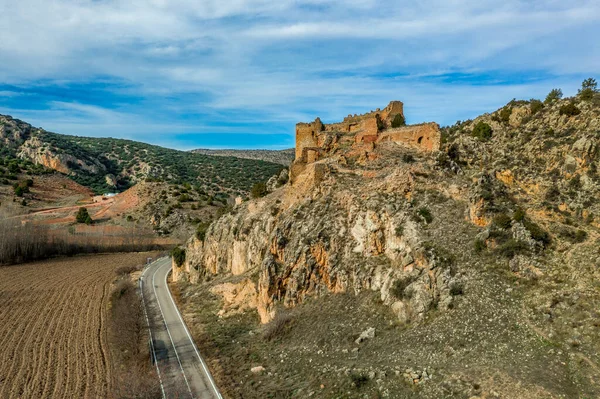 Luftaufnahme Von Santa Croche Heiliges Kreuz Mittelalterliche Burgruine Auf Dem — Stockfoto