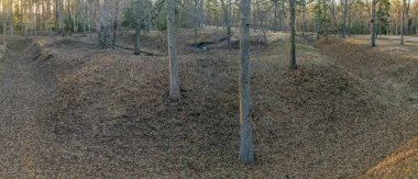 Richmond 'ın iç savaş kaleleri ve köleler tarafından inşa edilen siper savunmasının bir parçası olan toplar için Johnson Kalesi' nin havadan görünüşü. 