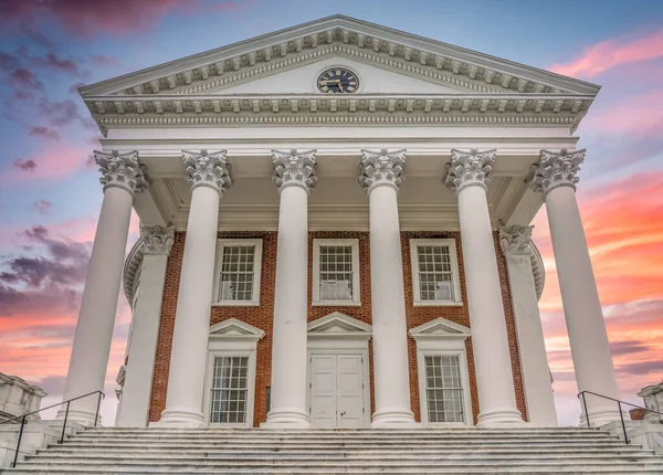 Famoso Edificio Rotonda Universidad Virginia Charlottesville Con Diseño Clásico Arcos — Foto de Stock