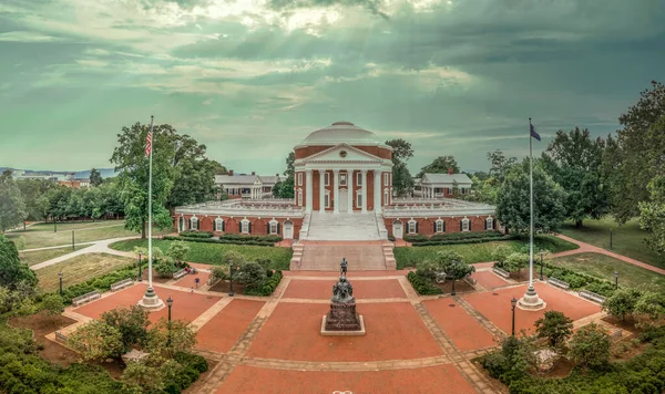 Повітряний Панорама Знаменитого Будинку Ротонда Університету Вірджинії Шарлоттсвіллі Класичним Грецьким — стокове фото