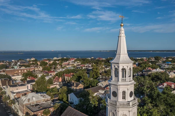 Close Aerial View Broad Street Charleston South Carolina Port City — Stockfoto