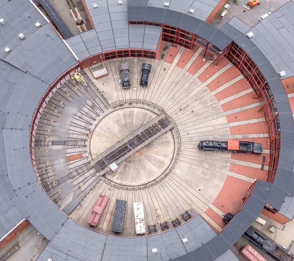 Vista Aérea Carrinho Elétrico Cidade Scranton Plataforma Giratória Ferroviária Casa — Fotografia de Stock