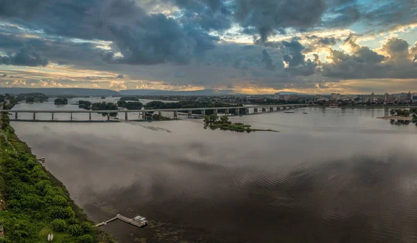 Αεροφωτογραφία Ηλιοβασίλεμα Του George Wade Memorial Bridge Πάνω Από Τον — Φωτογραφία Αρχείου