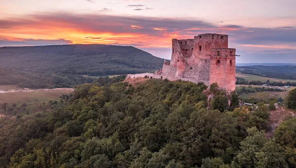 Veduta Aerea Del Castello Gotico Csesznek Rovina Nella Regione Bakony — Foto Stock