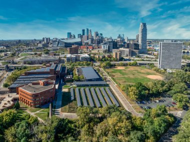 Aerial view of downtown Minnesota and the University of Minnesota