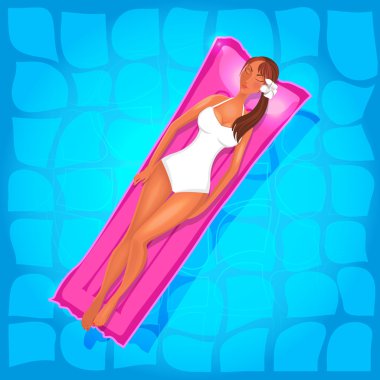 Vektör. Beyaz bir mayo içinde seksi kız.