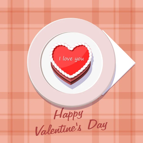 Vektor. Valentin in Form eines Kuchens am Valentinstag. — Stockvektor