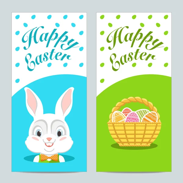 Brochures avec Joyeuses Pâques avec lapin de Pâques. Vecteur . — Image vectorielle