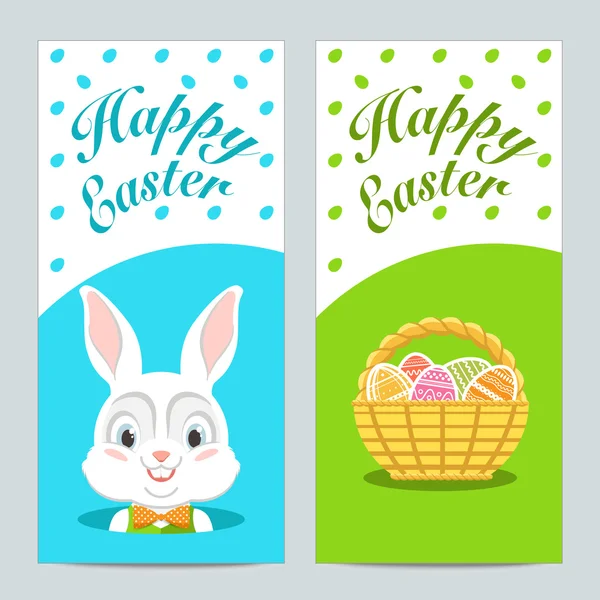 Brosur dengan Happy Easter dengan Kelinci Paskah. Vektor . - Stok Vektor