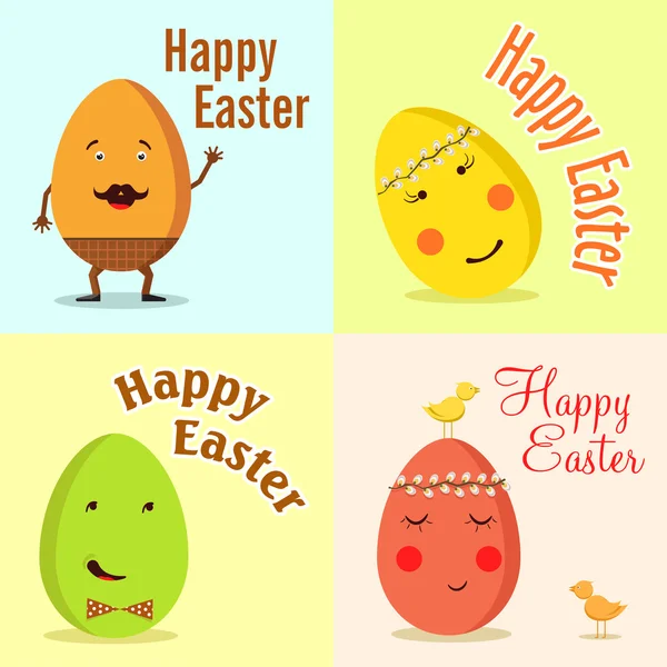 Joyeux Pâques. Illustration vectorielle d'œufs drôles . — Image vectorielle