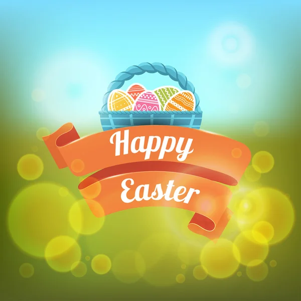 Joyeux Pâques. Illustration vectorielle sur fond flou . — Image vectorielle
