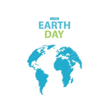 Dünya günü mavi renklerde. Vektör çizim. EF karakalem