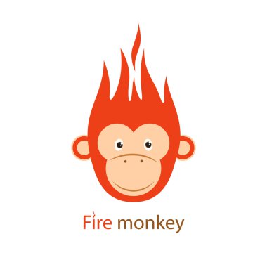 Vector illustration. Funny Redhead fiery monkey on a white backg clipart