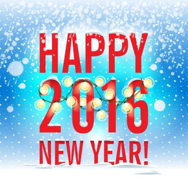Vektör çizim. Mutlu yeni yıl 2016. Yeni yıl Festival poste