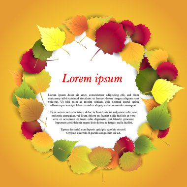 Vektör. Sonbahar arka plan ile renkli bir daire içinde bırakır. Roun