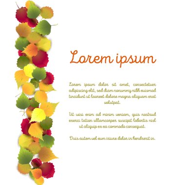 Vektör. Renkli yaprakları ile sonbahar arka plan. Sonbahar kenarlığını