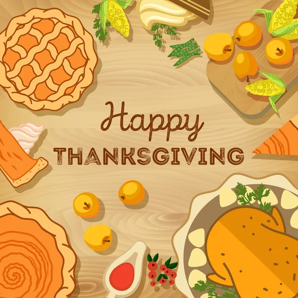 Vector illustration. Thanksgiving Day. Autumn harvest on a woode Royalty Free Stock Illustrations