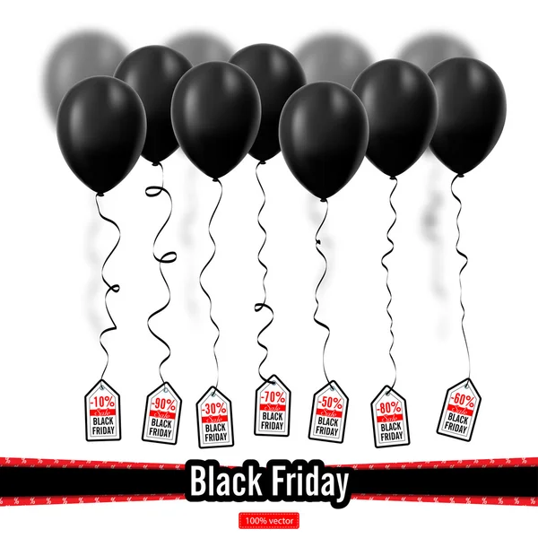 Ilustración vectorial. Viernes Negro. Varias bolas negras aisladas Vector de stock