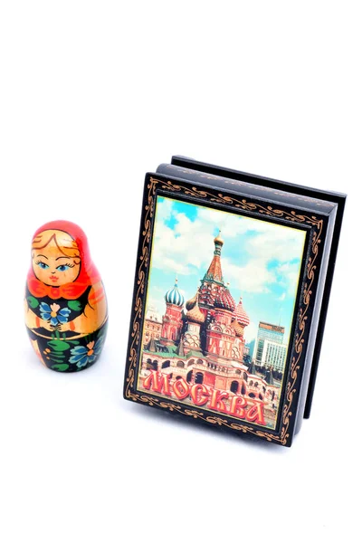 Doos Voor Kleine Spullen Souvenir Uit Rusland Russische Nestpop Zwarte — Stockfoto