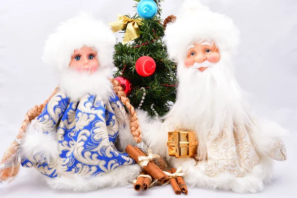 Addobbi Natalizi Composizione Babbo Natale Fanciulla Delle Nevi Albero Natale — Foto Stock