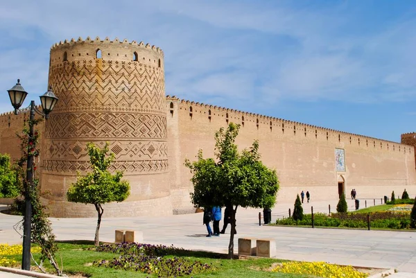 The exterior of Karim Khan Citadel against blue sky. 18th Century. Shiraz Iran.