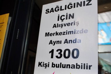 Ankara Türkiye. Ağustos 2020. Dışarıdaki alışveriş merkezini imzala. Sağlığınız için, 1300 kişi aynı anda alışveriş merkezimizde olabilir..