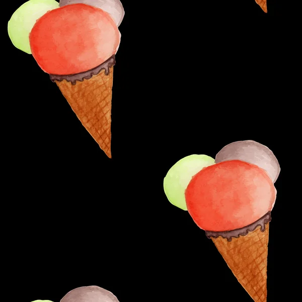 Patrón de helado de acuarela — Vector de stock