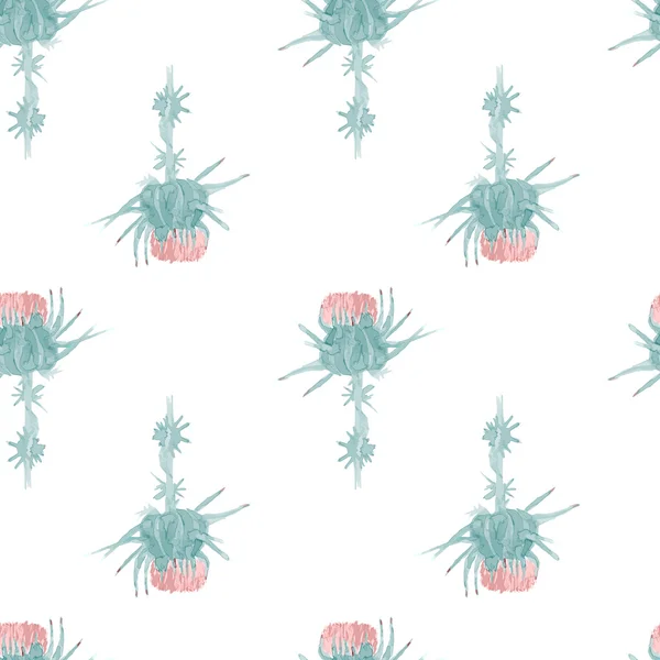 Carduus aquarelle motif sans couture — Image vectorielle