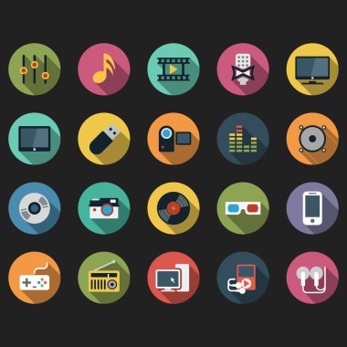 multimedya düz simgeler