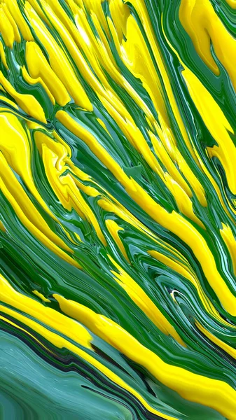 Abstract bright fluid yellow and green background. Art trippy digital backdrop. Curved shapes illustration. Template. Wave effect. Rock. Marble texture. Vertical creative flyer. Phone Screensavers.