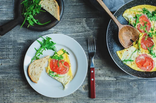 Leckeres Vegetarisches Frühstück Italienischen Stil Frittata Omelete Mit Mozarella Käse — Stockfoto