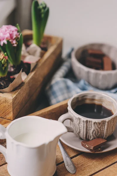 Кофе, молоко и шоколад — стоковое фото
