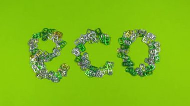 Alüminyum çekmeli ECO kelimesi sekmeleri hareket animasyonunu durdurur