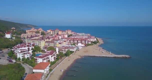 保加利亚Elenite海滩和房屋的Dron航拍录像 — 图库视频影像