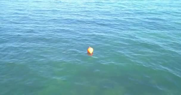 Vue aérienne de la bouée orange dans la mer — Video