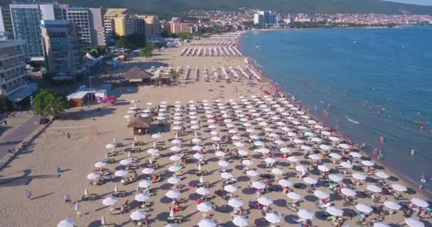 Widok z lotu ptaka na popularny kurort letni Sunny Beach, Bułgaria. — Wideo stockowe